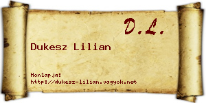 Dukesz Lilian névjegykártya